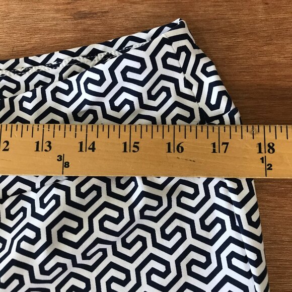 J. Mclaughlin Honeycomb Carmel Pants Women L Blue White Geometric Zip Pocket - Picture 10 of 13